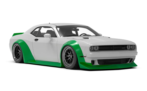 Clinched widebody kit on Dodge Challenger, front three-quarter view render