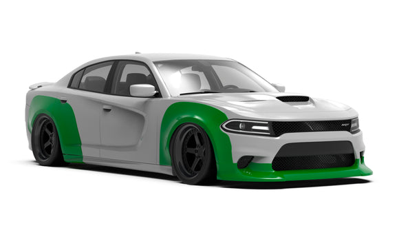 Clinched widebody kit on Dodge Charger SRT, front three-quarter view render