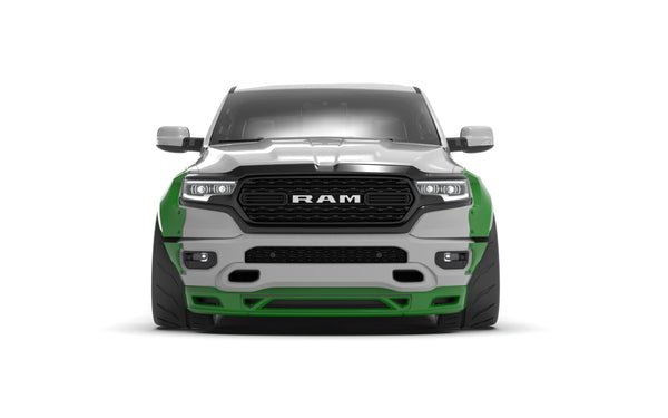 Clinched widebody kit on 2019-2024 Ram 1500 5th Gen, front view render