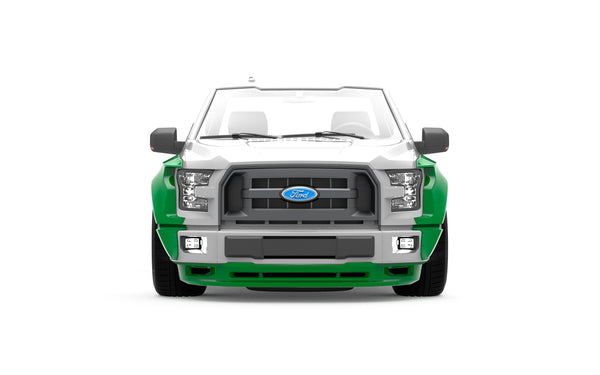 Clinched widebody kit installed on 2015-2017 Ford F-150, front view render
